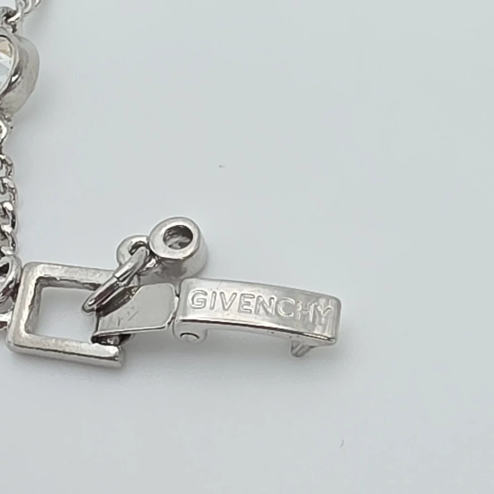 New! GIVENCHY‎ Station Bracelet SWAROVSKI Crystals Clear Silver Plate 6.75